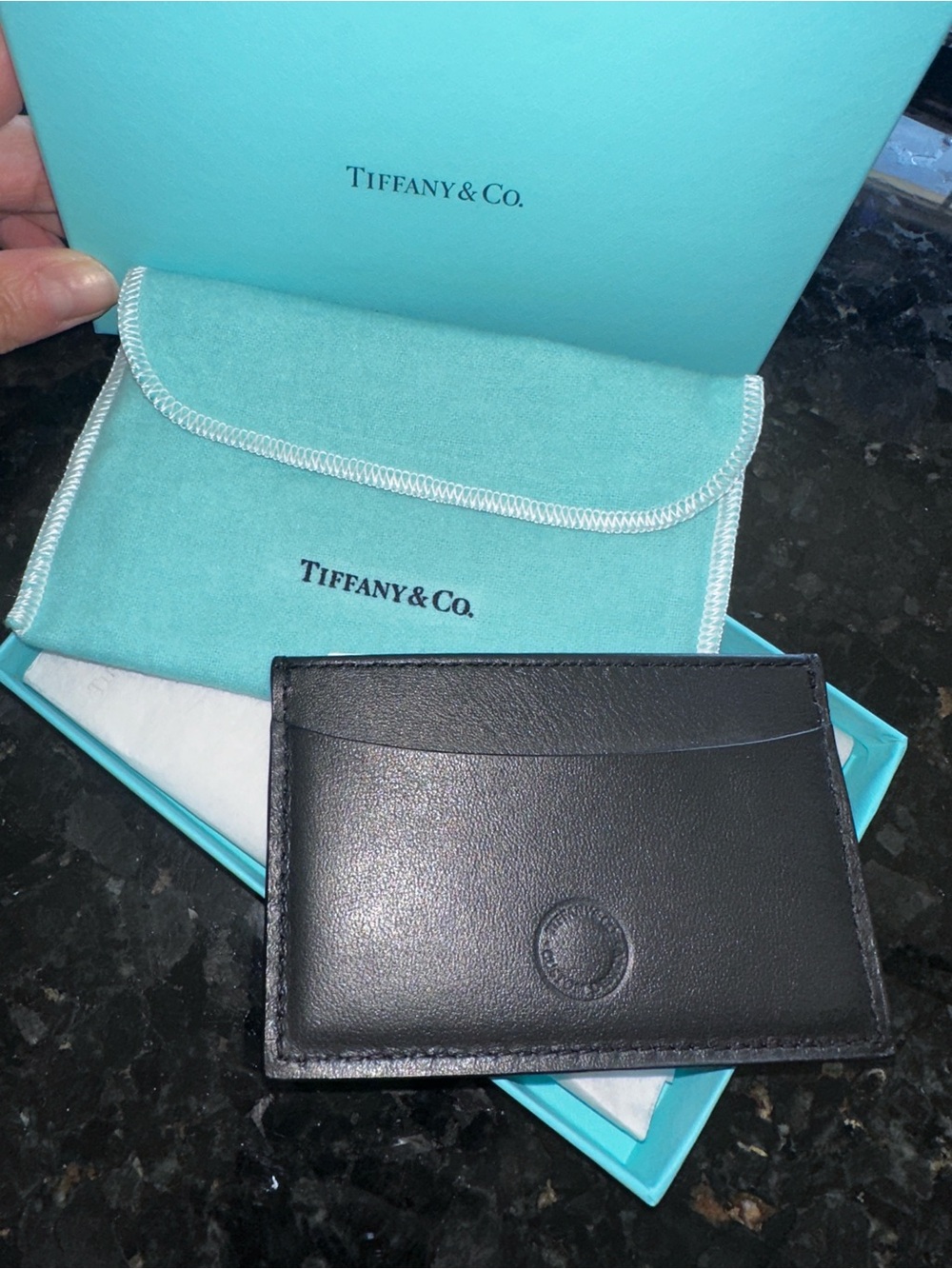 Tiffany & Co. Black Leather Slim Card Holder